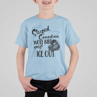 Stupid Canadian Wolf Bird Says Ice Out T Shirt For Kid Funny Activist Loon Minnesota Rebel