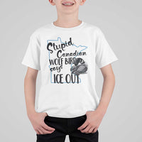 Stupid Canadian Wolf Bird Says Ice Out T Shirt For Kid Funny Activist Loon Minnesota Rebel