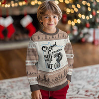 Stupid Canadian Wolf Bird Says Ice Out Ugly Christmas Sweater Funny Activist Loon Minnesota Rebel