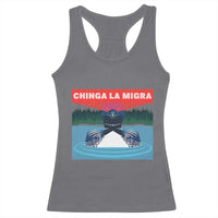 Chinga La Migra Red Eye Laser Loon Racerback Tank Top Political Resist Ice Minnesota Protest