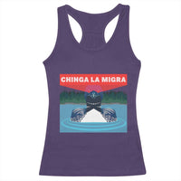 Chinga La Migra Red Eye Laser Loon Racerback Tank Top Political Resist Ice Minnesota Protest