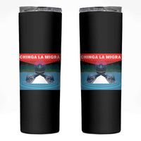 Chinga La Migra Red Eye Laser Loon Skinny Tumbler Political Resist Ice Minnesota Protest