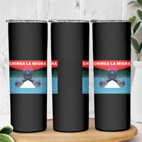 Chinga La Migra Red Eye Laser Loon Skinny Tumbler Political Resist Ice Minnesota Protest