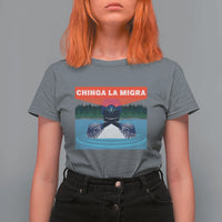 Chinga La Migra Red Eye Laser Loon T Shirt For Women Political Resist Ice Minnesota Protest