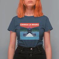 Chinga La Migra Red Eye Laser Loon T Shirt For Women Political Resist Ice Minnesota Protest