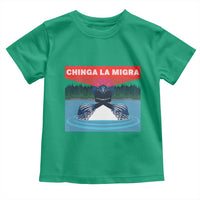 Chinga La Migra Red Eye Laser Loon Toddler T Shirt Political Resist Ice Minnesota Protest