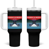 Chinga La Migra Red Eye Laser Loon Tumbler With Handle Political Resist Ice Minnesota Protest