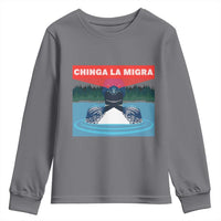 Chinga La Migra Red Eye Laser Loon Youth Sweatshirt Political Resist Ice Minnesota Protest