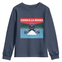 Chinga La Migra Red Eye Laser Loon Youth Sweatshirt Political Resist Ice Minnesota Protest