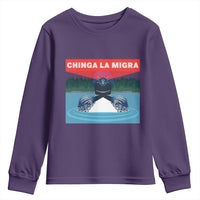 Chinga La Migra Red Eye Laser Loon Youth Sweatshirt Political Resist Ice Minnesota Protest