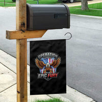 Operation Epic Fury Patriotic Bald Eagle Garden Flag American Flag Shield Graphic Freedom Pride