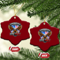 Operation Epic Fury Patriotic Bald Eagle Ceramic Ornament American Flag Shield Graphic Freedom Pride