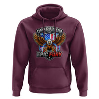 Operation Epic Fury Patriotic Bald Eagle Hoodie American Flag Shield Graphic Freedom Pride