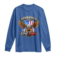 Operation Epic Fury Patriotic Bald Eagle Long Sleeve Shirt American Flag Shield Graphic Freedom Pride