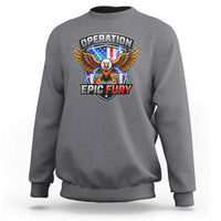Operation Epic Fury Patriotic Bald Eagle Sweatshirt American Flag Shield Graphic Freedom Pride