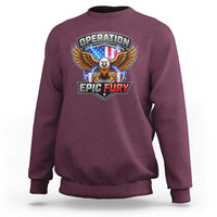 Operation Epic Fury Patriotic Bald Eagle Sweatshirt American Flag Shield Graphic Freedom Pride