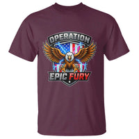 Operation Epic Fury Patriotic Bald Eagle T Shirt American Flag Shield Graphic Freedom Pride