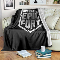 Operation Epic Fury Bold Tactical Shield Graphic Throw Blanket Strong Patriotic Statement Freedom Supporters
