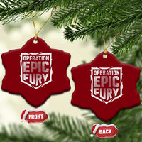 Operation Epic Fury Bold Tactical Shield Graphic Ceramic Ornament Strong Patriotic Statement Freedom Supporters