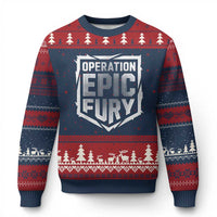 Operation Epic Fury Bold Tactical Shield Graphic Ugly Christmas Sweater Strong Patriotic Statement Freedom Supporters