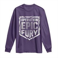 Operation Epic Fury Bold Tactical Shield Graphic Long Sleeve Shirt Strong Patriotic Statement Freedom Supporters