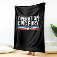 Operation Epic Fury Retro Patriotic Stripe Throw Blanket Vintage American Strength Freedom Supporters