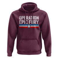 Operation Epic Fury Retro Patriotic Stripe Hoodie Vintage American Strength Freedom Supporters