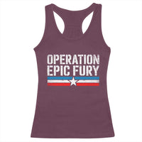 Operation Epic Fury Retro Patriotic Stripe Racerback Tank Top Vintage American Strength Freedom Supporters