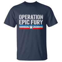 Operation Epic Fury Retro Patriotic Stripe T Shirt Vintage American Strength Freedom Supporters