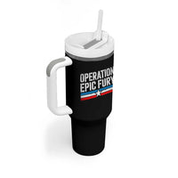 Operation Epic Fury Retro Patriotic Stripe Tumbler With Handle Vintage American Strength Freedom Supporters