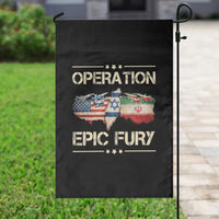 Operation Epic Fury USA Israel Garden Flag Patriotic Military Peace Through Strength