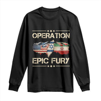 Operation Epic Fury USA Israel Long Sleeve Shirt Patriotic Military Peace Through Strength