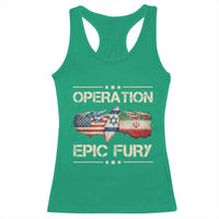 Operation Epic Fury USA Israel Racerback Tank Top Patriotic Military Peace Through Strength