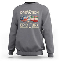 Operation Epic Fury USA Israel Sweatshirt Patriotic Military Peace Through Strength
