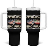 Operation Epic Fury USA Israel Tumbler With Handle Patriotic Military Peace Through Strength