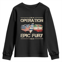 Operation Epic Fury USA Israel Youth Sweatshirt Patriotic Military Peace Through Strength