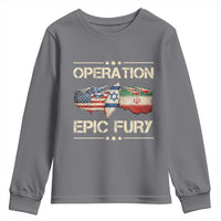 Operation Epic Fury USA Israel Youth Sweatshirt Patriotic Military Peace Through Strength