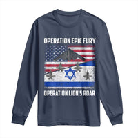 Operation Epic Fury Lions Roar Long Sleeve Shirt USA Israel Flag Freedom Defense
