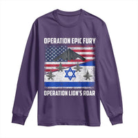 Operation Epic Fury Lions Roar Long Sleeve Shirt USA Israel Flag Freedom Defense