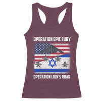 Operation Epic Fury Lions Roar Racerback Tank Top USA Israel Flag Freedom Defense