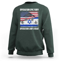 Operation Epic Fury Lions Roar Sweatshirt USA Israel Flag Freedom Defense