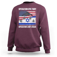 Operation Epic Fury Lions Roar Sweatshirt USA Israel Flag Freedom Defense