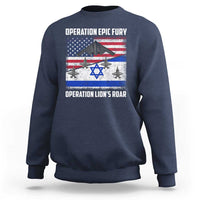 Operation Epic Fury Lions Roar Sweatshirt USA Israel Flag Freedom Defense
