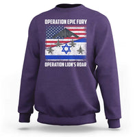 Operation Epic Fury Lions Roar Sweatshirt USA Israel Flag Freedom Defense