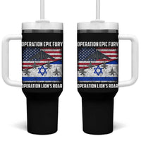 Operation Epic Fury Lions Roar Tumbler With Handle USA Israel Flag Freedom Defense