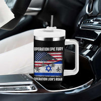 Operation Epic Fury Lions Roar Tumbler With Handle USA Israel Flag Freedom Defense