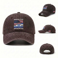 Operation Epic Fury Lions Roar Washed Cotton Baseball Cap USA Israel Flag Freedom Defense