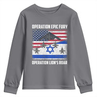 Operation Epic Fury Lions Roar Youth Sweatshirt USA Israel Flag Freedom Defense
