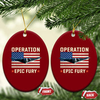 Operation Epic Fury Stealth Bomber American Flag Ceramic Ornament Powerful B2 Spirit USA Military Pride