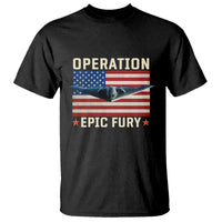 Operation Epic Fury Stealth Bomber American Flag T Shirt Powerful B2 Spirit USA Military Pride